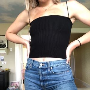 Unif black crop ribbed top